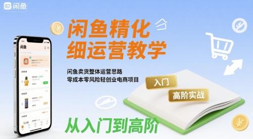 闲鱼精细化运营入门+高阶实战教学，闲鱼卖货整体运营思路，零成本零风险轻创业电商项目 图1