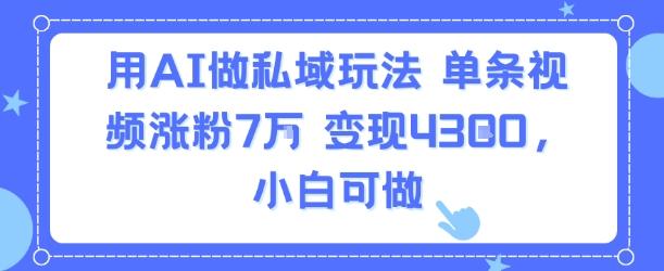 用AI做私域玩法，单条视频涨粉7W变现4.3k，小白可做 图1