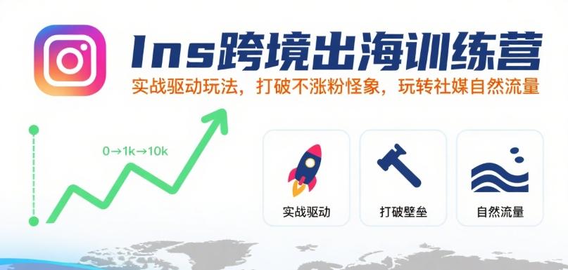 Ins跨境出海训练营，实战驱动玩法，打破不涨粉怪象，玩转社媒自然流量 图1