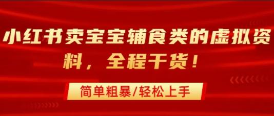 小红书卖宝宝辅食类的虚拟资料，从引流到私域变现，全程干货，简单粗暴，轻松上手 图1