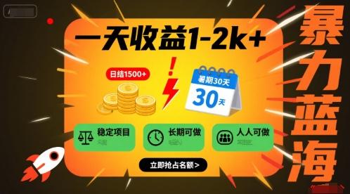 一天收益1-2k+ 稳定项目，暑期暴力蓝海项目，长期稳定，人人可做【揭秘】 图1