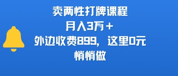 卖两性打牌课程，月入3W+外边收费899的课程，这里0元，悄悄做 图1