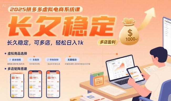 2025拼多多虚拟电商系统课，长久稳定，可多店，轻松日入1k 图1