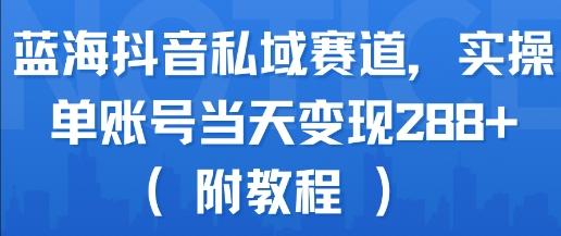 蓝海抖音私域赛道，实操单账号当天变现288+(附教程) 图1