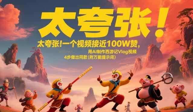 太夸张！一个视频接近100W赞，用AI制作西游记Vlog视频，全流程拆解来了(附万能提示词) 图1