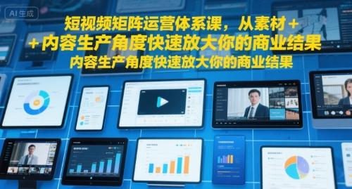 短视频矩阵运营体系课，从素材+内容生产角度快速放大你的商业结果 图1