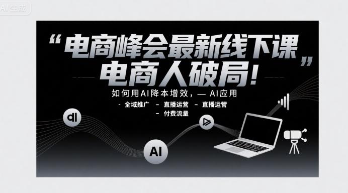 电商峰会最新线下课，电商人破局，如何用AI降本增效，AI应用-全域推广-直播运营-付费流量 图1