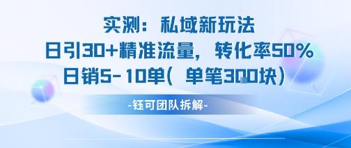 实测私域新玩法日引30加精准流量转化率50%日销5-10单每笔3张 图1