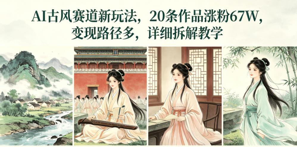 AI古风赛道新玩法，20条作品涨粉67W，变现路径多，详细拆解教学 图1