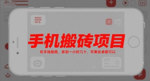手机搬砖项目，有手就能做，亲测一小时几十，苹果安卓都可以 图1