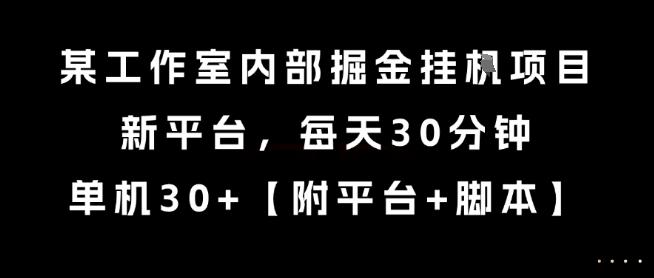 某工作室内部掘金挂G项目，新平台，每天30分钟，单机30+【揭秘】 图1