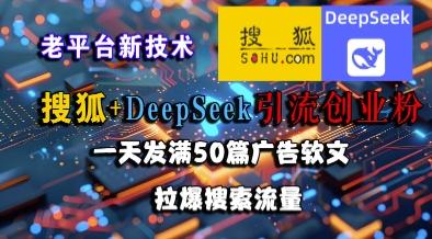搜狐+DeepSeek引流创业粉,老平台新技术,一天发满50篇广告软文,拉爆搜索流量 图1