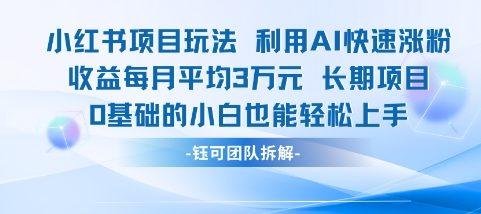 适合小白操作的小红书新项目，利用AI快速涨粉，收益每月平均1W+ 图1