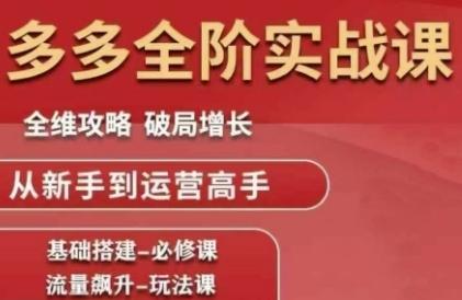 拼多多全阶实战课程,全维攻略,破局增长,从新手到运营高手 图1