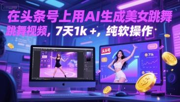 在头条号上用AI生成美女跳舞视频,7天1k+,纯软件操作 图1