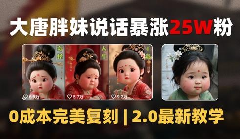 AI大唐胖贵妃说话2.0,40条视频暴涨40w粉,附独家变现攻略 图1
