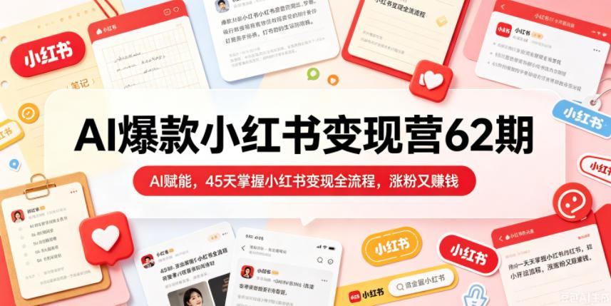 AI爆款小红书变现营62期2026年5月,AI赋能,45天掌握小红书变现全流程,涨粉又賺钱 图1