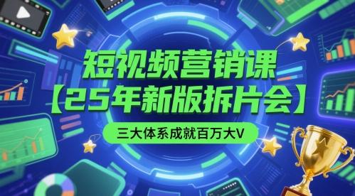 短视频营销课【25年新版拆片会】三大体系成就百万大V,包含正课、拆片会、手把手教学直播课等 图1