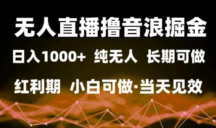 无人直播撸音浪掘金,日入1k+,纯无人红利期,小白可做,当天见效【揭秘】 图1
