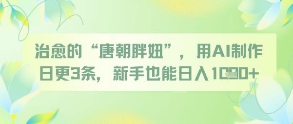 治愈的“唐朝胖妞”，用AI制作日更3条，新手也能日入多张 图1