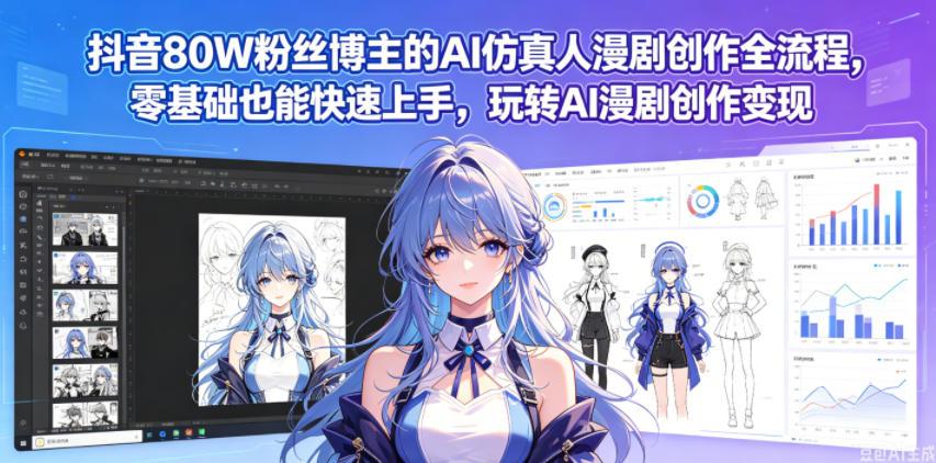 抖音80W粉丝博主的AI仿真人漫剧创作全流程，零基础也能快速上手，玩转AI漫剧创作变现 图1
