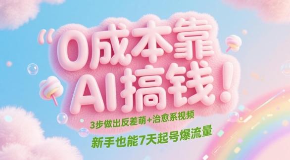0成本靠AI搞钱！3步做出反差萌+治愈系视频，新手也能7天起号爆流量 图1