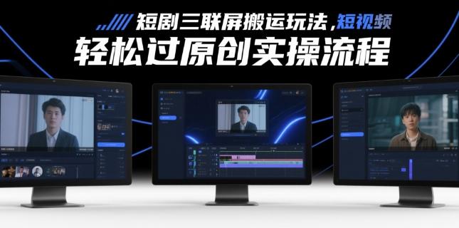 短剧三联屏搬运玩法，短剧搬运轻松过原创实操流程 图1