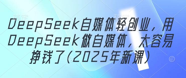 DeepSeek自媒体轻创业,用DeepSeek做自媒体,太容易挣钱了(2025年新课) 图1