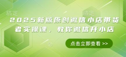 2025新版原创微信小店带货者实操课,教你微信开小店 图1