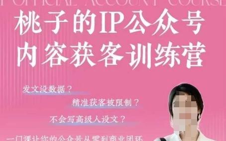 桃子IP公众号内容获客训练营(第3期)，一门让你公众号从0到商业闭环的课程 图1