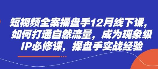 短视频全案操盘手12月线下课,如何打通自然流量,成为现象级IP必修课,操盘手实战经验 图1