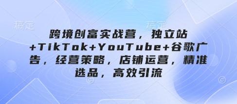 跨境创富实战营，独立站+TikTok+YouTube+谷歌广告，经营策略，店铺运营，精准选品，高效引流 图1
