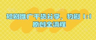 短剧推广干货分享，豹剧 1:1原创全流程 图1
