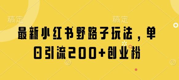 最新小红书野路子玩法,单日引流200+创业粉 图1