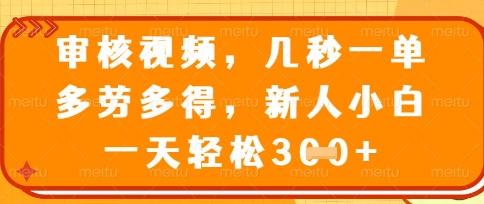 最新审核视频，几秒一单，多劳多得，新人小白一天轻松3张【揭秘】 图1