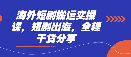 海外短剧搬运实操课，短剧出海，全程干货分享 图1
