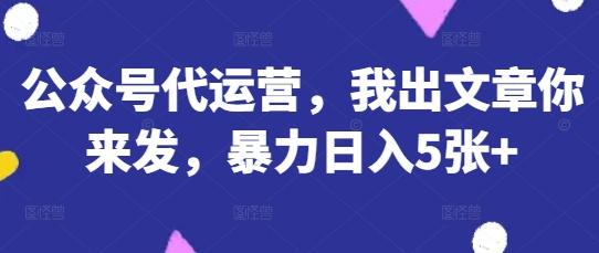 公众号代运营,我出文章你来发,暴力日入5张+【揭秘】 图1