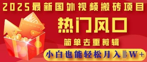 2025最新视频搬砖项目，热门风口，简单去重剪辑，小白也能轻松月入过W 图1