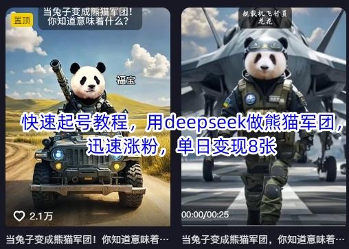 快速起号教程,用deepseek做熊猫军团,迅速涨粉,单日变现8张 图1