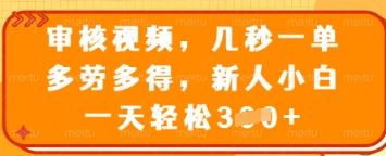 审核视频，几秒一单，多劳多得，新人小白一天轻松3张【揭秘】 图1