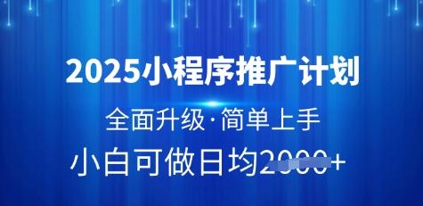 2025小程序推广计划，全面升级，简单上手，日均多张【揭秘】 图1