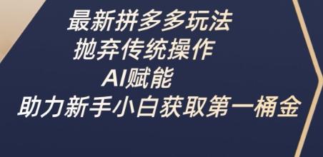最新拼多多玩法,抛弃传统操作,AI赋能,助力新手小白获取第一桶金 图1