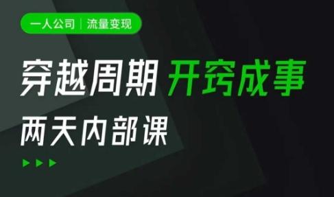 一人公司：流量变现课，一人公司的方法模型拆解， 拆解富人思维，流量思维，小老板思维等 图1