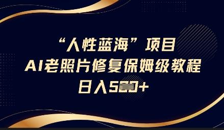人性蓝海AI老照片修复项目保姆级教程,长期复购,轻松日入5张 图1