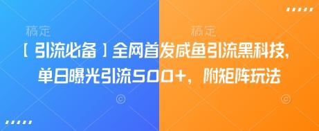 【引流必备】全网首发咸鱼引流黑科技，单日曝光引流500+，附矩阵玩法【揭秘】 图1
