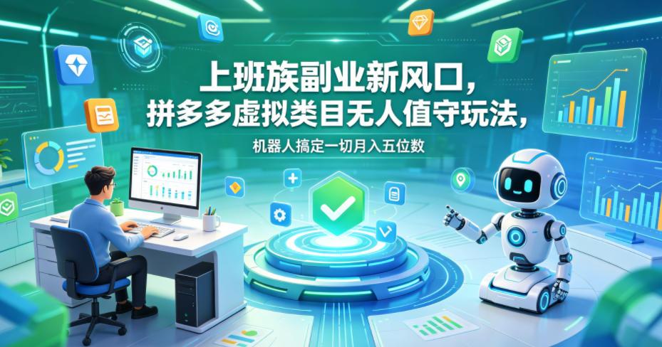 上班族副业新风口,拼多多虚拟类目无人值守玩法,机器人搞定一切月入五位数【揭秘】 图1