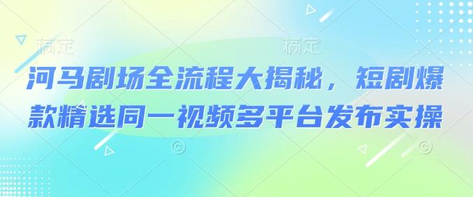 河马剧场全流程大揭秘，短剧爆款精选同一视频多平台发布实操 图1