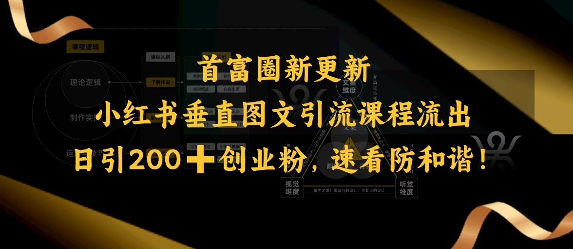 小红书垂直图文引流课程流出,日引200+创业粉,速看防和谐 图1