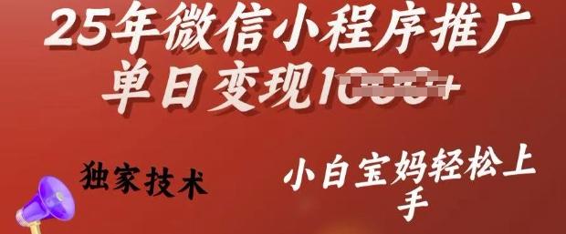 25年微信小程序推广单日变现多张,独家技术,小白宝妈轻松上手【揭秘】 图1
