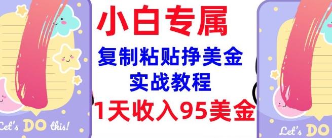 复制粘贴挣美金，0门槛，1天收入95美刀，3分钟学会，内部教程(首次公开) 图1